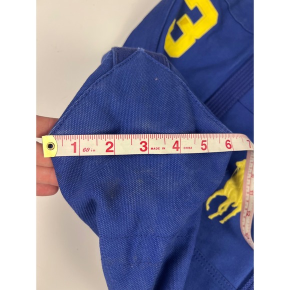 Ralph Lauren Blue Canvas Tote Bag Yellow‎ Pony & Number 3 Beach Shopper - Picture 4 of 14